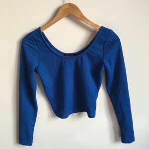 Material Girl Round Neck Royal Blue Crop Tp
